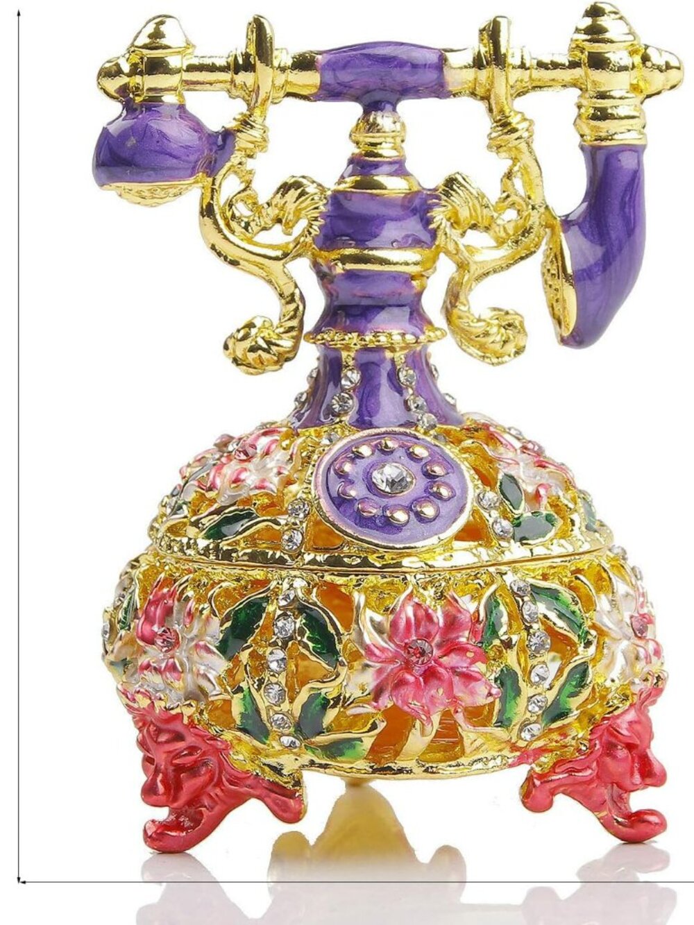 Cloisonné Telephone Figurine Jewelry Trinket Box Jewelry Hinged Beautiful Colors